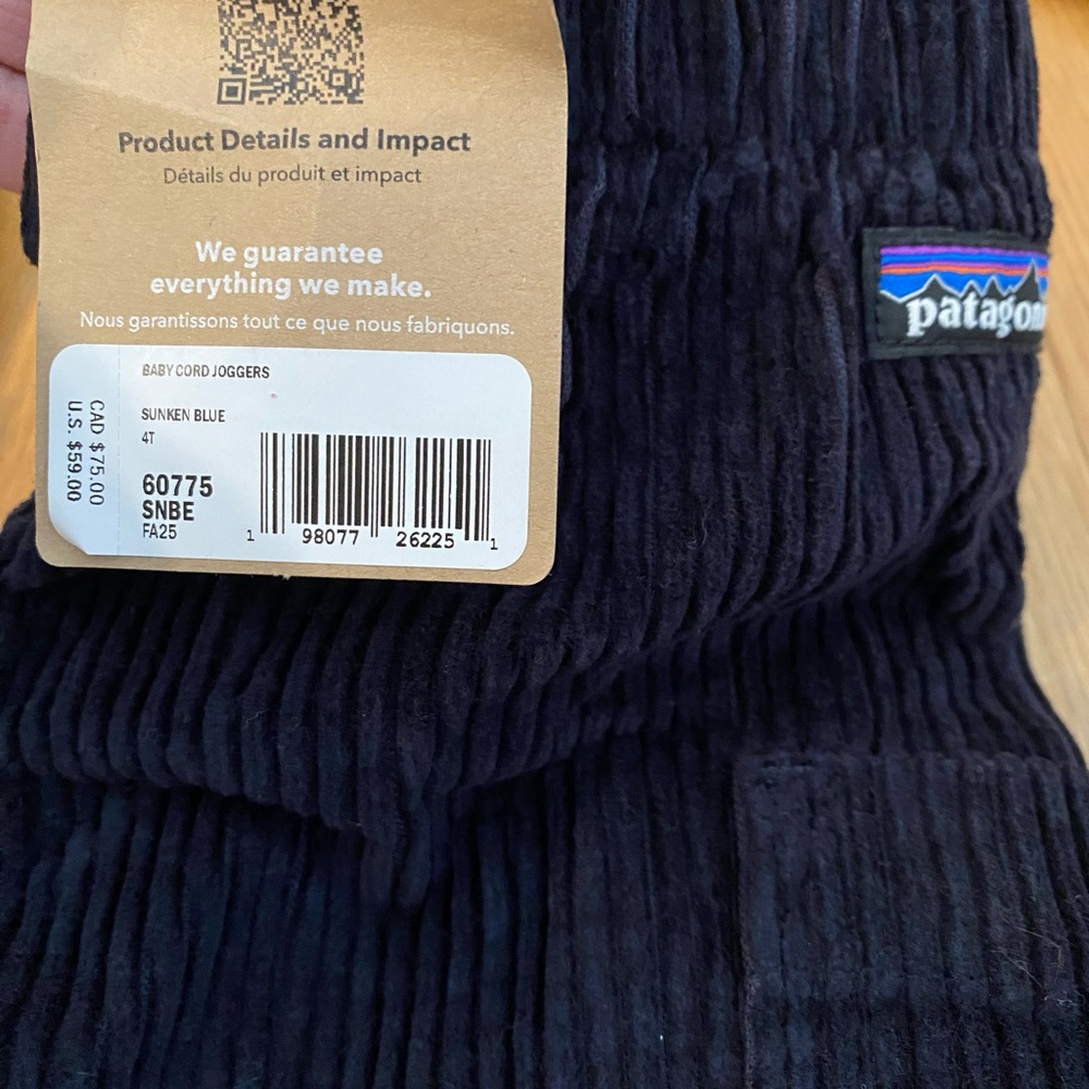 Patagonia Kids Corduroy Joggers - 4T - Picture 2 of 4